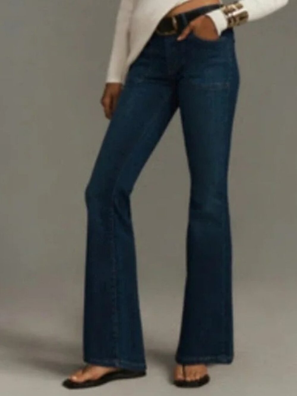 Pilcro Anthropologie Icon Low Rise Chop Pocket Flare Jeans Indigo 26 27 28 29